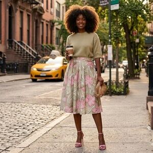 VINTAGE FLORAL MIDI SKIRT